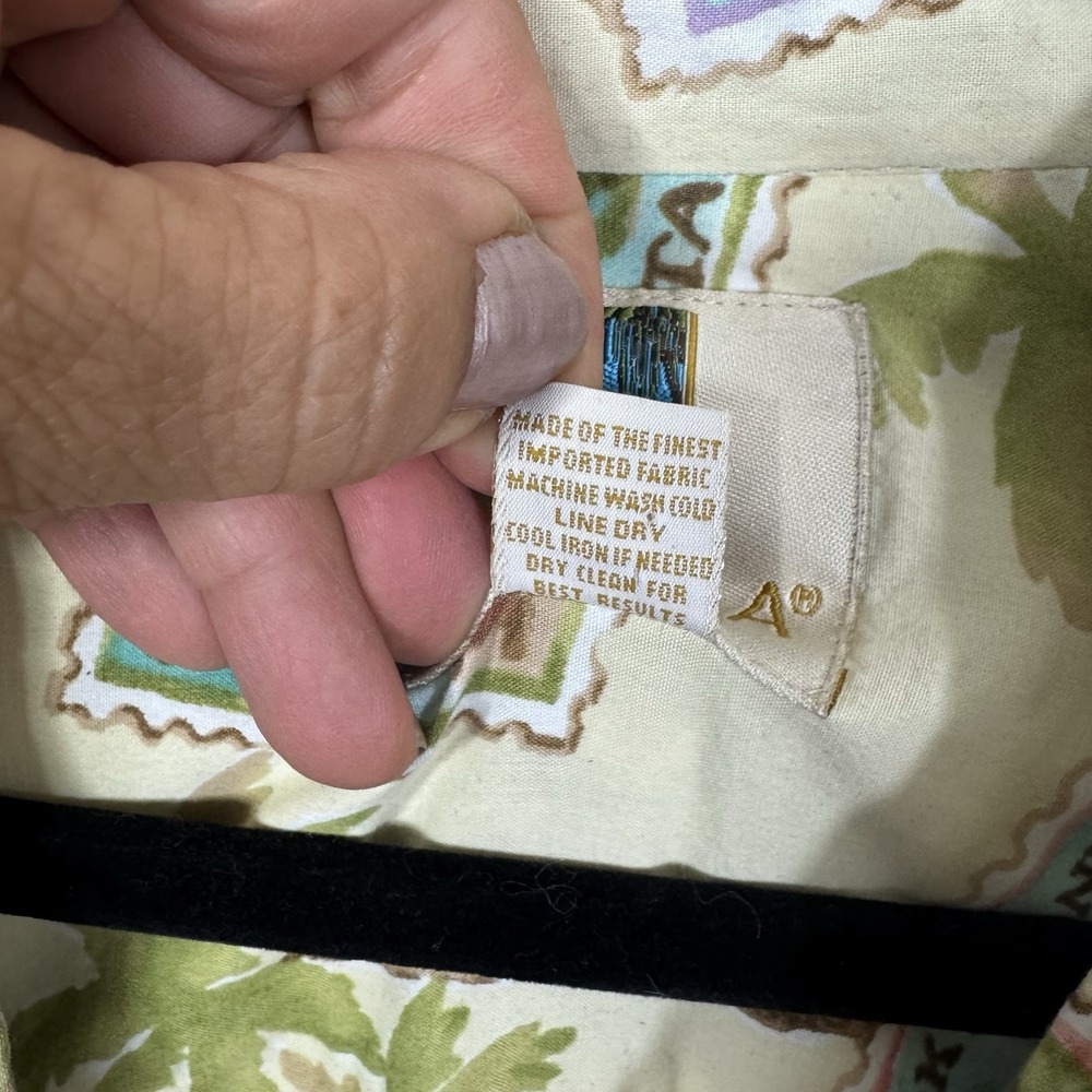 Kahala Shirt Mens XL Pale Yellow PalmTrees Hawaiian Aloha Popover Beach Vacation - Picture 5 of 9